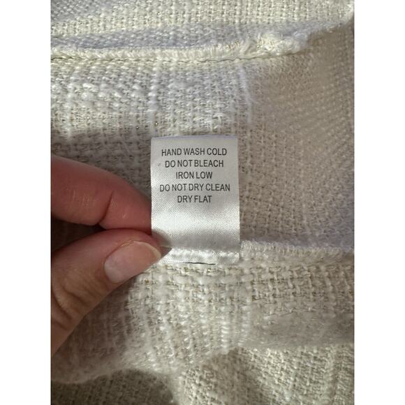 Sweet Rain Tweed Shacket Shirt Jacket White Gold Shimmer Accent - Picture 5 of 9